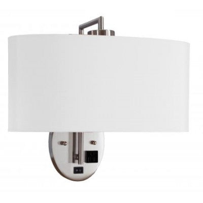 Home2 Suites Chibeca Wall Sconce – Satin Nickel LED Fixture with Linen Shade