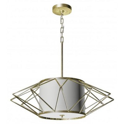 HLPL156006 Pendant Light – Rustic Gold Leaf Finish with Ivory Linen Shade for Home2 Suites Chibeca Scheme