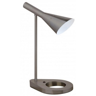 HGI Bloom Hotel Table Lamp – Brushed Smoke Finish with Metal Shade