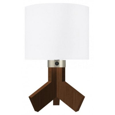 HGI Bloom Scheme Desk Lamp – Walnut & Brushed Nickel with White Linen Shade