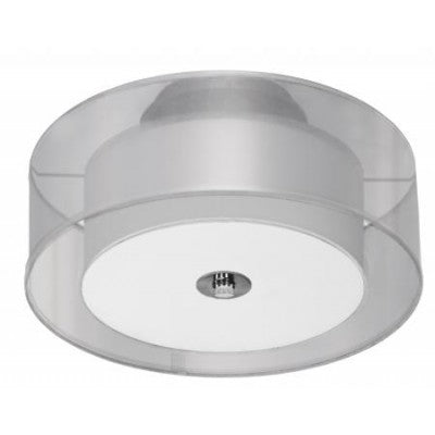 Double Shade Ceiling Light – Brushed Nickel with Silver Organza & White Linen (GU24)