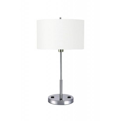 HLTL156004 Marriott TownPlace Suites Table Lamp – 27” Brushed Nickel with White Linen Shade & Outlets