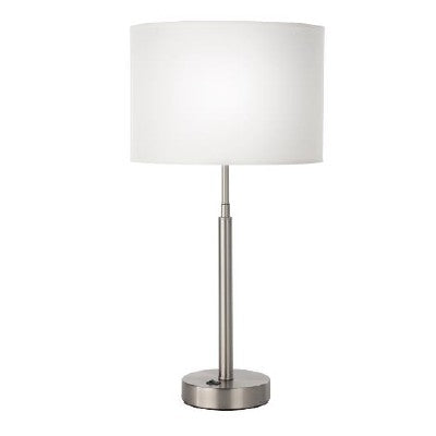 HLTL156002 Hyatt Place Side Table Lamp – 25” Brushed Nickel with Cream Hardback Shade