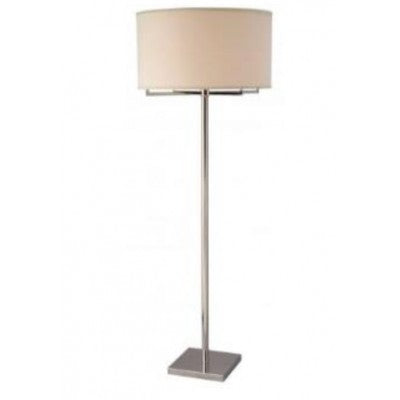 Brushed Nickel Bedroom Floor Lamp with Cream Hardback Shade – HLFL11230