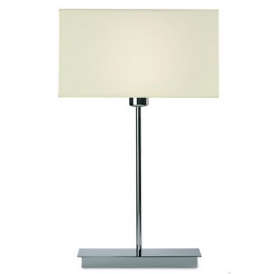Chrome Table Lamp with Rectangular White Linen Shade – Modern Bedside Lighting