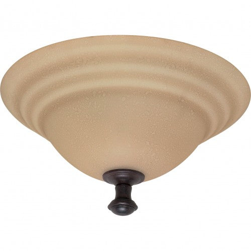 2-Light 16" Flush Mount Ceiling Lamp – Old Bronze with Amber Water Glass