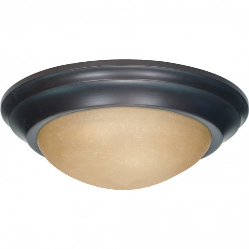 2-Light Medium Twist & Lock Flush Mount Ceiling Light – Mahogany Bronze with Champagne Linen Glass | Modern Indoor Lighting
