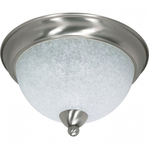 3-Light 15" Flush Mount Ceiling Lamp – Brushed Nickel with Water Spot Glass