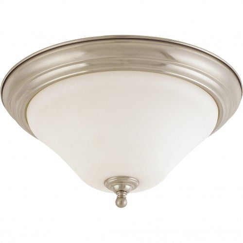2-Light Large Dome Flush Mount Ceiling Light – Brushed Nickel Finish with White Satin Glass