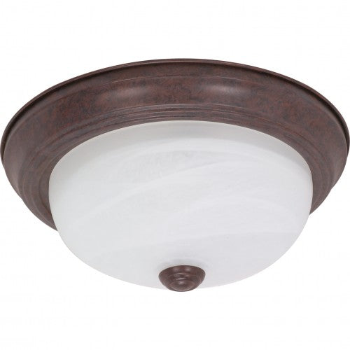 2-Light 11" Flush Mount Ceiling Lamp – Old Bronze with Alabaster Glass