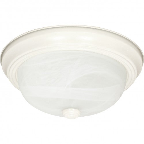 Textured White 3-Light Flush Mount Ceiling Light with Alabaster Glass – 15"