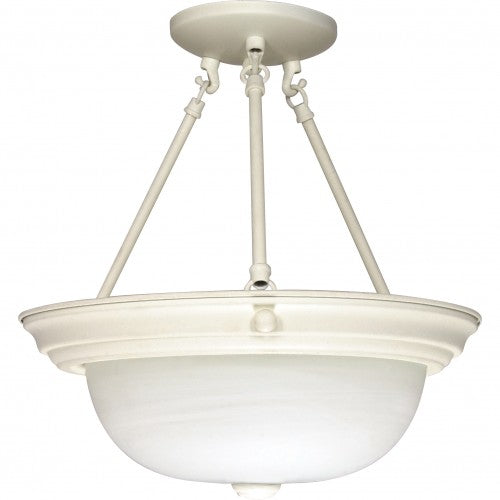 15” Semi-Flush Mount Ceiling Light – Textured White Finish with Alabaster Glass (3-Light)