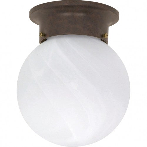 1-Light 6" Ball Flush Mount Ceiling Lamp – Old Bronze with Alabaster Glass