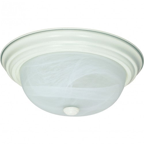 2-Light Flush Mount Ceiling Light in Textured White with Alabaster Mushroom Glass
