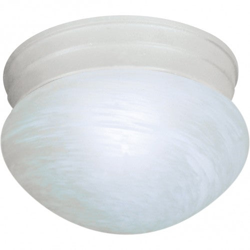 1-Light Small Flush Mount Ceiling Light in Textured White Finish with Alabaster Mushroom Glass and (1) 13W GU24
