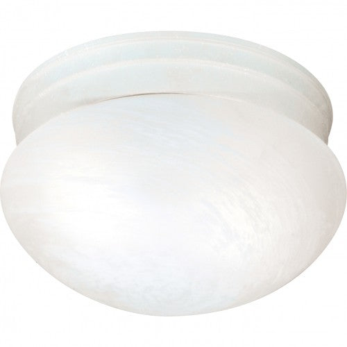 2-Light 9.5" Flush Mount Ceiling Light in Textured White Finish with Alabaster Mushroom Glass