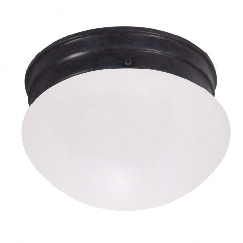 1-Light 6" Flush Mount Ceiling Light in Mahogany Bronze Finish with Frosted Glass (Includes 60W A19 Bulb)