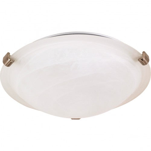 1-Light Small Tri-Clip Dome Flush Mount Ceiling Lamp – Brushed Nickel with Alabaster Glass