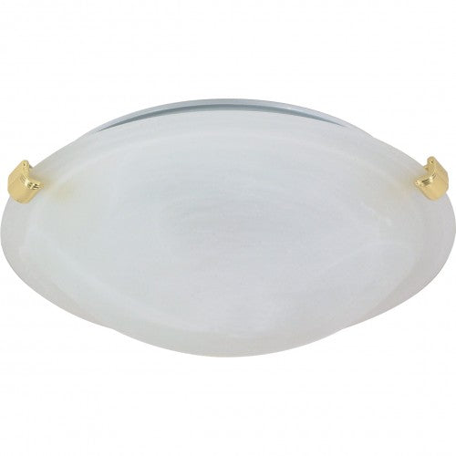 1-Light Tri-Clip Dome Flush Mount Ceiling Light – Polished Brass Finish with Alabaster Glass