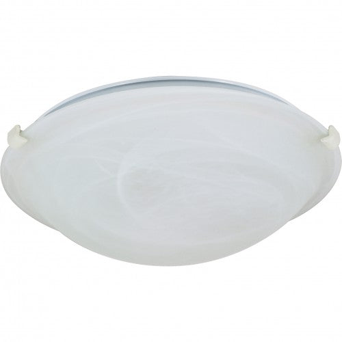 Textured White 1-Light Tri-Clip Dome Flush Mount Ceiling Light with Alabaster Glass