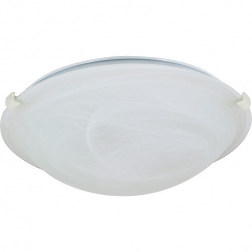 2-Light Large Tri-Clip Dome Flush Mount Ceiling Lamp – Textured White with Alabaster Glass