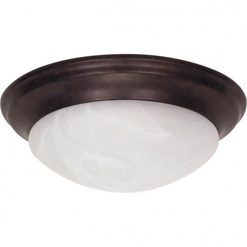2-Light Medium Dome Twist & Lock Flush Mount Ceiling Lamp – Old Bronze with Alabaster Glass