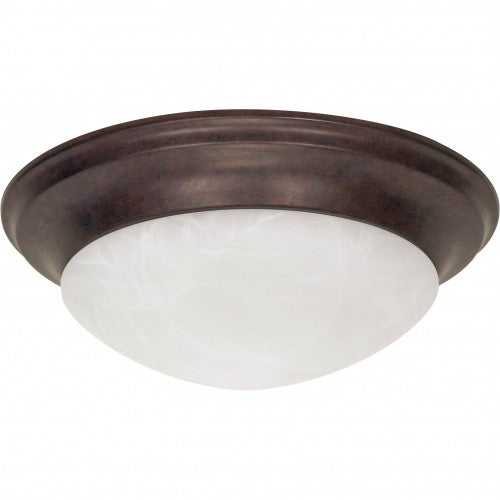 3-Light Large Dome Flush Mount Ceiling Lamp – Old Bronze with Alabaster Glass
