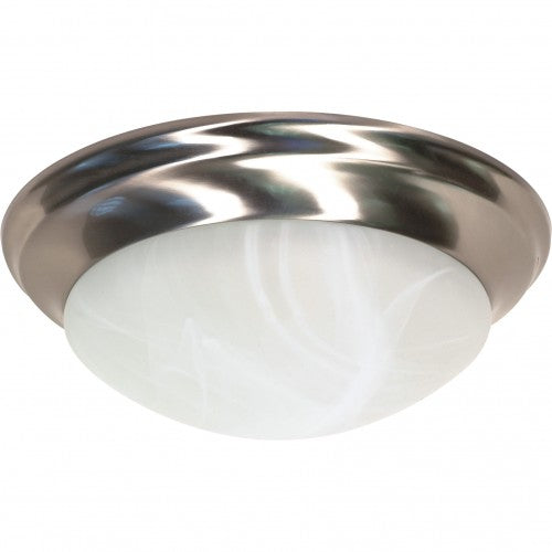 2-Light Medium Dome Flush Mount Ceiling Lamp – Brushed Nickel with Alabaster Glass