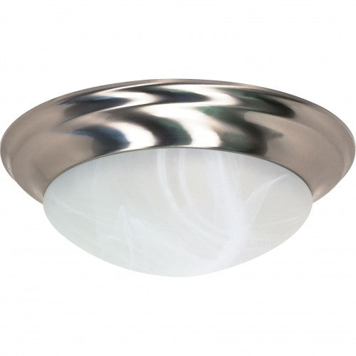 3-Light Large Dome Flush Mount Ceiling Lamp – Brushed Nickel with Alabaster Glass