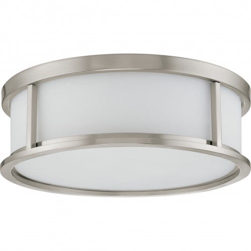 3-Light Large Flush Mount Ceiling Light – Brushed Nickel Finish with Satin White Glass