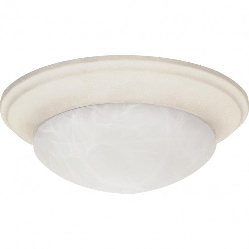 2-Light Medium Dome Flush Mount Ceiling Lamp – Textured White with Alabaster Glass