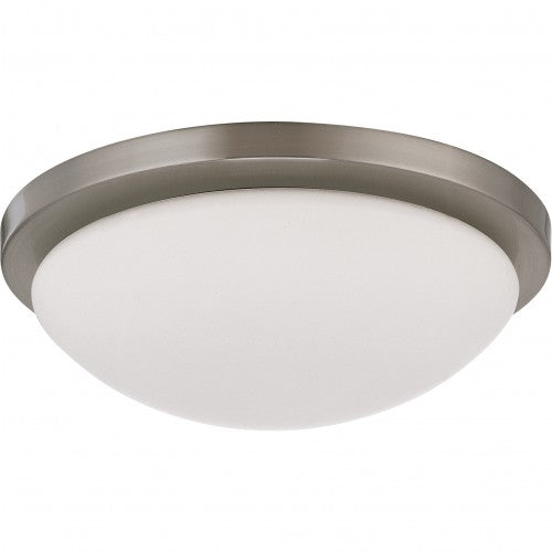 1-Light Dome Flush Mount Ceiling Light – Brushed Nickel Finish with White Glass and GU24 Bulb Included