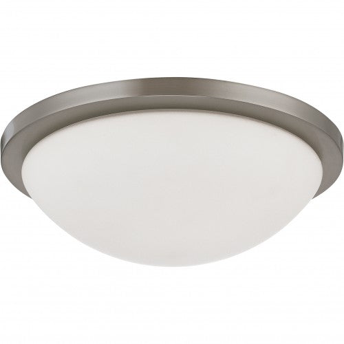2-Light Dome Flush Mount Ceiling Light – Brushed Nickel Finish with White Glass and GU24 Bulbs Included