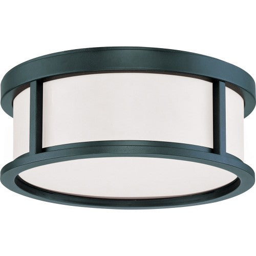 2-Light 13" Dome Flush Mount Ceiling Light – Aged Bronze Finish with Satin White Glass
