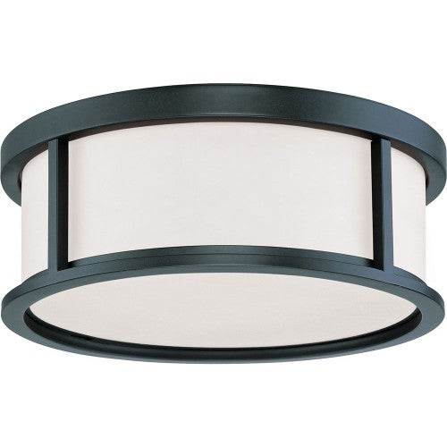 3-Light 15" Dome Flush Mount Ceiling Light – Aged Bronze Finish with Satin White Glass