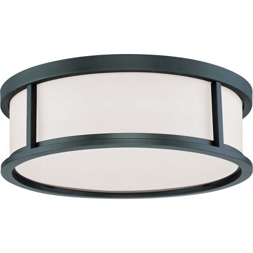 3-Light 17" Dome Flush Mount Ceiling Light – Aged Bronze Finish with Satin White Glass