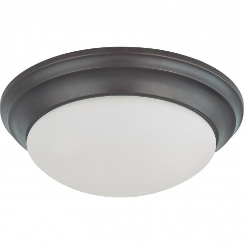 2-Light Medium Twist & Lock Dome Flush Mount Ceiling Light – Mahogany Bronze Finish with Frosted White Glass