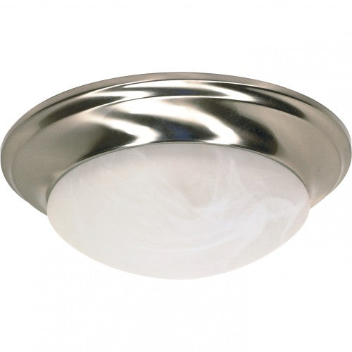1-Light Twist & Lock Dome Small Flush Mount Ceiling Light – Brushed Nickel Finish with Alabaster Glass and GU24 Lamp Included