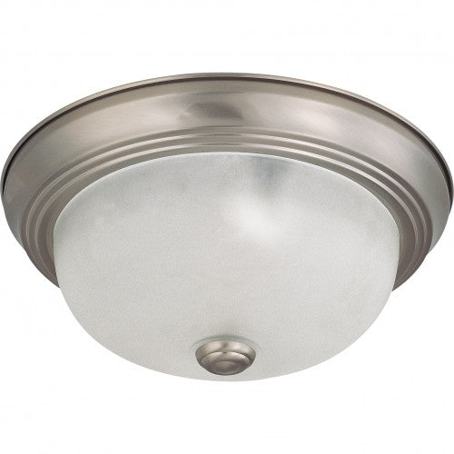 2-Light Small Flush Mount Ceiling Light – Brushed Nickel Finish with Frosted White Glass