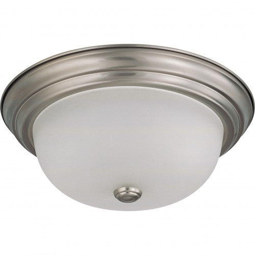 2-Light Medium Flush Mount Ceiling Light – Brushed Nickel Finish with Frosted White Glass