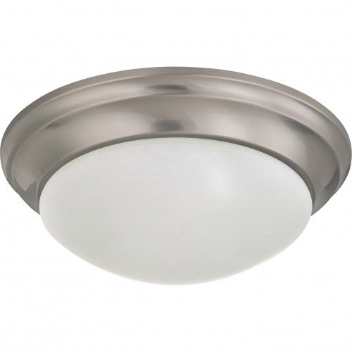 2-Light Twist & Lock Dome Medium Flush Mount Ceiling Light – Brushed Nickel Finish with Frosted White Glass