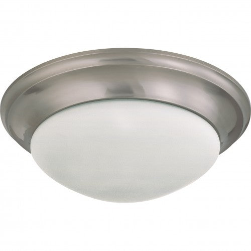 3-Light Twist & Lock Dome Large Flush Mount Ceiling Light in Brushed Nickel with Frosted White Glass – Includes 3 GU24 Lamps