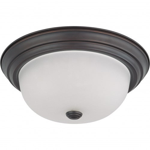 2-Light 13" Flush Mount Ceiling Light in Mahogany Bronze with Frosted White Glass – Includes 2 GU24 Lamps