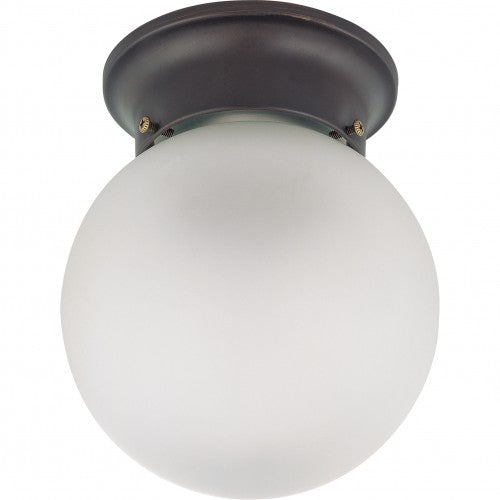 1-Light Flush Mount Ball Ceiling Light in Mahogany Bronze with Frosted White Glass – Includes 1 GU24 Lamp