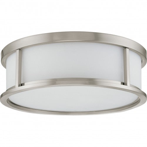 3-Light Medium Flush Mount Ceiling Lamp – Brushed Nickel with White Satin Glass | Includes 13W GU24 Bulbs