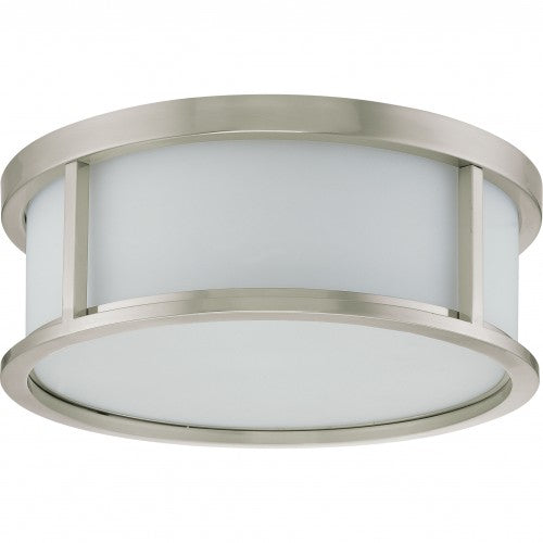 3-Light Large Flush Mount Ceiling Lamp – Brushed Nickel with White Satin Glass | Includes 13W GU24 Bulbs