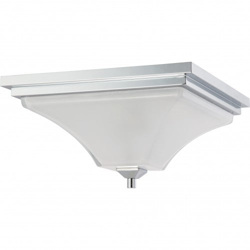 2-Light Flush Mount Ceiling Lamp – Polished Chrome with Sandstone Etched Glass | Modern Indoor Lighting