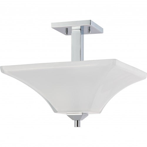 2-Light Semi-Flush Mount Ceiling Lamp – Polished Chrome with Sandstone Etched Glass | Modern Indoor Lighting