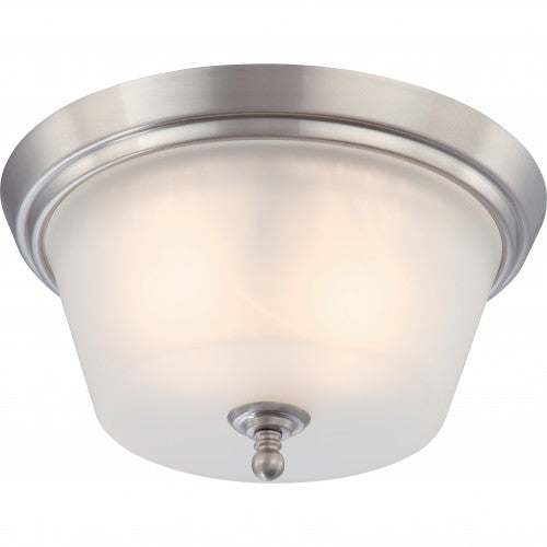 2-Light Close-to-Ceiling Flush Mount Ceiling Light – Brushed Nickel Finish with Frosted Glass