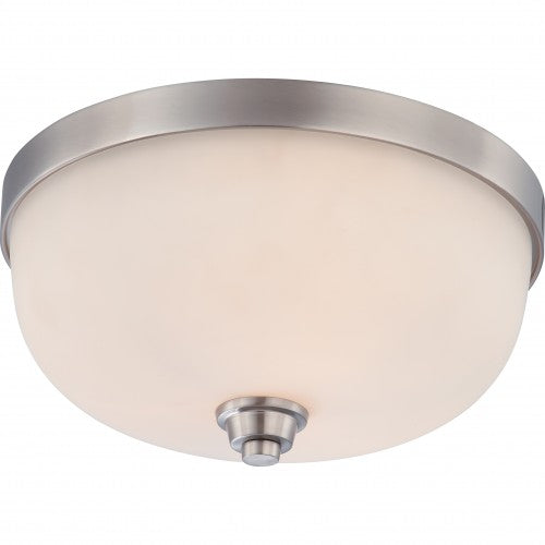 3-Light Flush Mount Ceiling Light – Brushed Nickel Finish with White Satin Glass